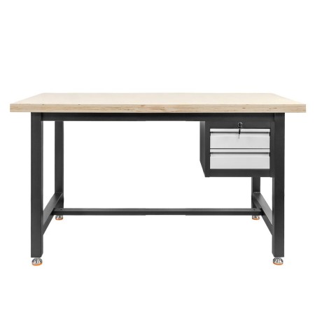 Stół warsztatowy z szafką narzędziową z 2 szufladami Mega-M S-150 cm grafitowy szary front kreuj swój biznes z Wyposażenie sklepów i instytucji  - Kreuj swój biznes z 4store.pl