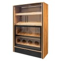 Regał na pieczywo dzielony przeszklony Mega-M H-204cm L-136cm G-62cm dąb kraft/czarny