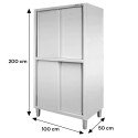 Szafa gastronomiczna 4-drzwiowa 100x50x200 cm - widok z wymiarami w centymetrach