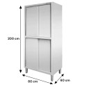 Szafa gastronomiczna Mega-M 80x60x200 cm - widok z przodu z wymiarami