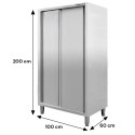 Szafa gastronomiczna 2-drzwiowa 100x60x200 cm - widok z przodu z wymiarami