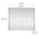 Krata pomostowa 99x89,5 cm do regału - rysunek techniczny z wymiarami i oczkami