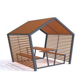 Wiata "Mira I" - miejsce odpoczynku/obsługi dla podróżnych (MOP) + zestaw mebli nr 19