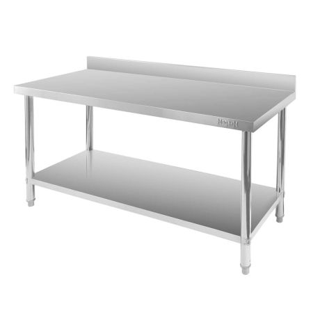 Stół gastronomiczny ze stali nierdzewnej przyścienny z półką Mega-M X STANDARD 160x70x85 cm kreuj swój biznes z Wyposażenie sklepów i instytucji  - Kreuj swój biznes z 4store.pl