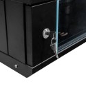 Szafa rack 19" 6U wisząca czarna - zamek z kluczem w drzwiach ze szklanym frontem