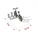 Stojak na rowery RAD SAVE-3 - rysunek z wymiarami 2 m i 1,2 m