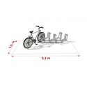 Stojak na rowery RAD SAVE-5 - rysunek z wymiarami 3,1 x 1,5 m i rowerem