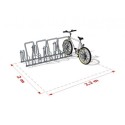 Stojak na rowery RAD SAVE-5 z barierką - rysunek z wymiarami powierzchni 2 x 2,2 m