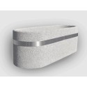 Donica owalna 120x40x40 Betonita 141 - widok z boku z metalowym pasem