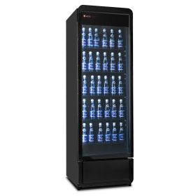 Szafa chłodnicza przeszklona czarna RQ380-BLACK|595x600x1870 mm|377 l