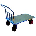 Wózek platformowy ROMEK III 125 x 80 cm - widok z góry pod kątem, platforma z poręczą