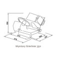 Krajalnica do wędlin Gravinox 350 - rysunek techniczny z wymiarami
