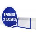 Stoper regałowy KOŁO - niebieski dymek z napisem Produkt z gazetki przy listwie