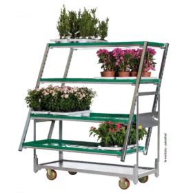 Wózek do prezentacji kwiatów Cabriolet 160 z tacami, z odpływem Krajowy Stoły i wózki na kwiaty - 4store.pl