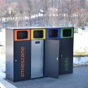 Kosz do segregacji odpadów Etna IV 80 l - widok z przodu, jedne drzwiczki otwarte