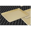 Taca cukiernicza 40x25 cm aluminiowa - złote tace ułożone na czarnym podłożu