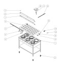 Kuchnia elektryczna 4-płytowa 10.4 kW - rysunek techniczny z rozrysowanymi częściami