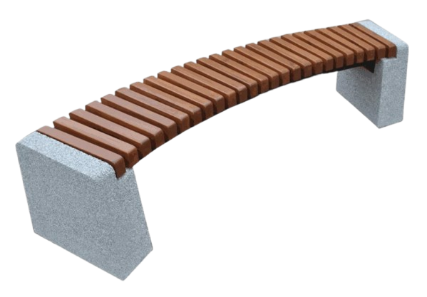 ławka betonowa, łatwa betonowa z elementami drewnianymi,