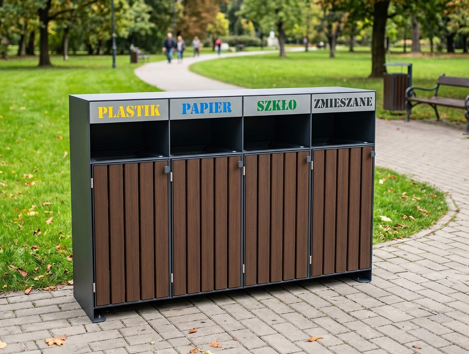 kosz do sefregacji, kosza do segregacji z drewnianymi elementami, kosz do segregacji ajaks, kosz do segregacji 4 frakcyjny, kosz do segregacji krosstech