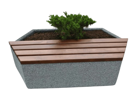 ławka z donicą, ławka betonowa, ławka bez oparcia