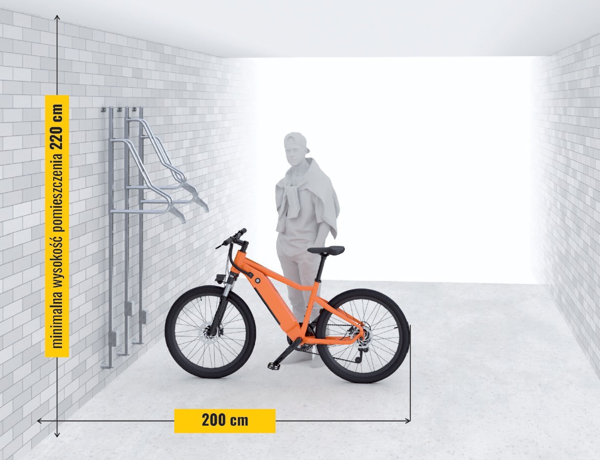 lift premium, wieszak rowerowy lift premium, wymiarowanie przestrzeni lift premium